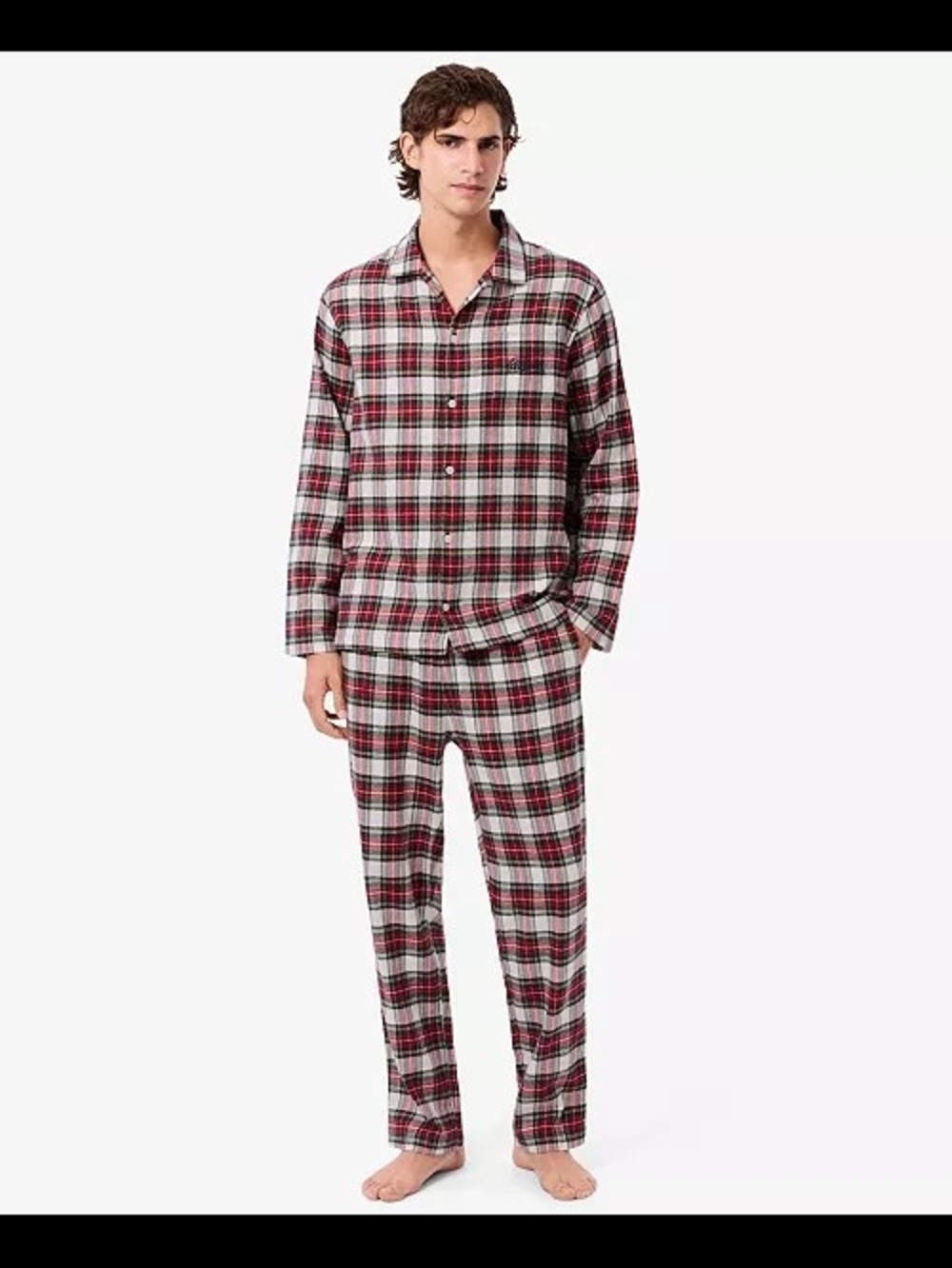 Lacoste Men's 2-Piece Flannel Top and Pajama Set Ladybird/Multi Size XL
